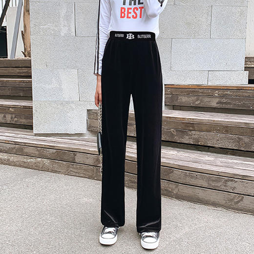 金丝绒阔腿裤女春秋冬高腰垂感宽松直筒坠感显瘦百搭休闲丝绒长裤 商品图1