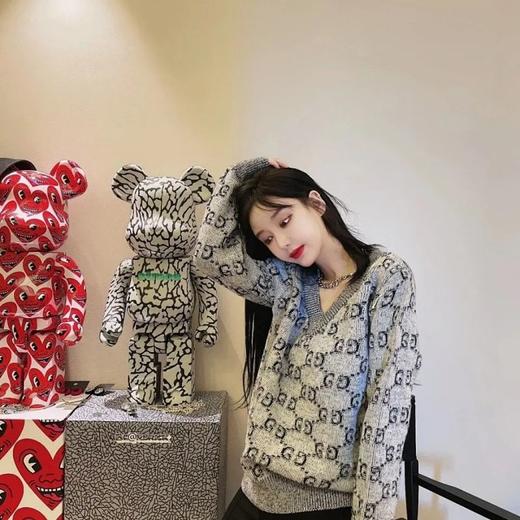 乐享爽12！古驰 经典双G字母 双面提花加厚 V领毛衣 商品图1