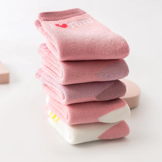 棉绒毛圈暖暖童袜 1-10岁精梳棉儿童袜秋冬保暖（5双） 商品图4