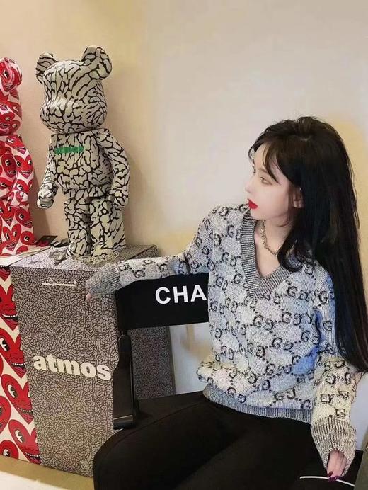 乐享爽12！古驰 经典双G字母 双面提花加厚 V领毛衣 商品图3