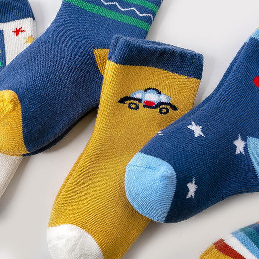 棉绒毛圈暖暖童袜 1-10岁精梳棉儿童袜秋冬保暖（5双） 商品图2