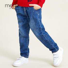 METTE童装中大童男宝水洗牛仔裤2020秋冬加绒加厚休闲保暖长裤子