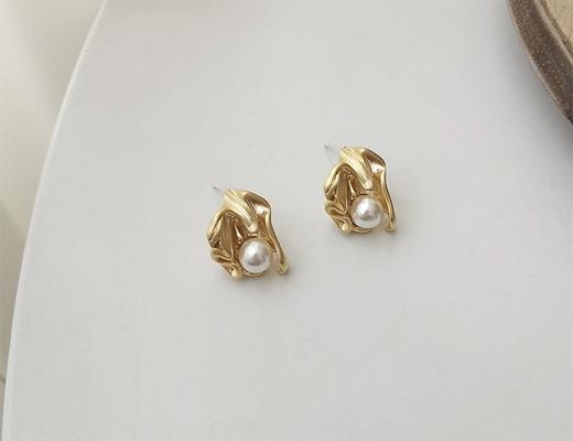搭配利器丨珍珠﹢哑金复古花耳饰#PA2159 商品图5