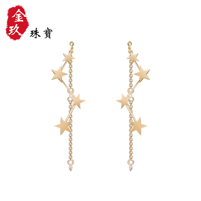 S925银针五角星长款流苏耳坠