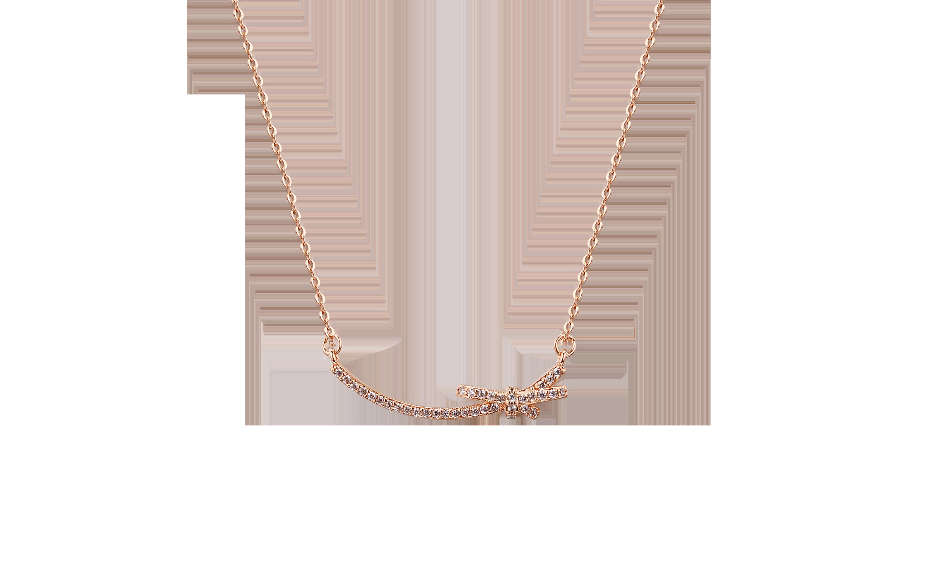 chomel微笑蝴蝶结纯银项链女锁骨链百搭简约时尚