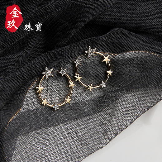 S925银针圆环星星锆石耳钉 商品图2