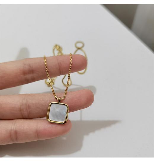 天然贝母丨柔润光泽方形元素天然贝母项链#PA2158 商品图3