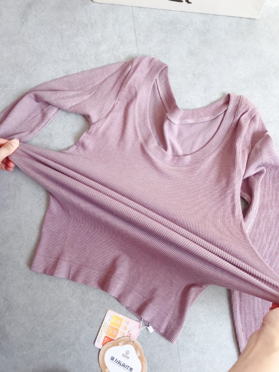 【橙家福利团】日本三菱美雅碧无缝一体拉绒坑条发热3a抗菌纱打底衫