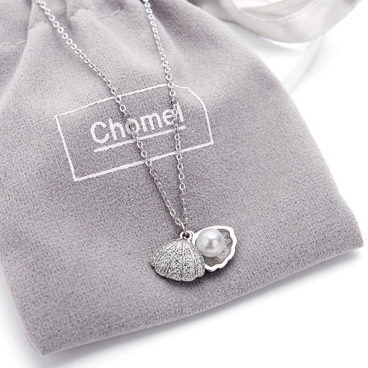 Chomel贝壳珍珠纯银项链女锁骨链百搭简约时尚设计七夕情人节 商品图2