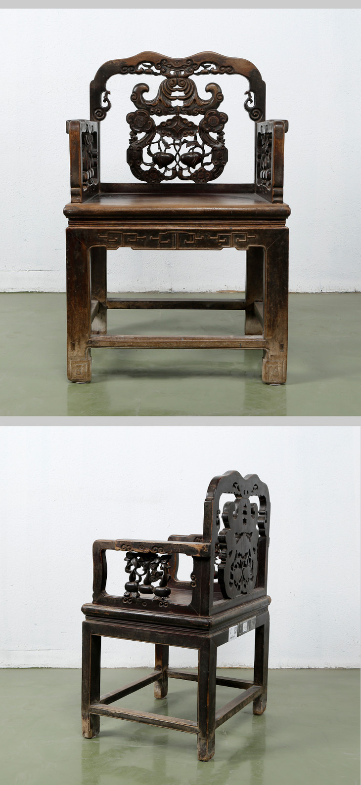 雕刻太师椅子对 古董 明清家具 收藏 雕花复古椅子