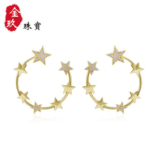 S925银针圆环星星锆石耳钉 商品图0