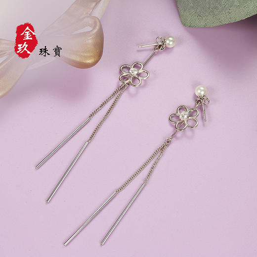 溪边的花儿 银S925耳坠 长款 商品图1