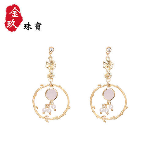 S925银针长款花朵珍珠耳环 商品图0