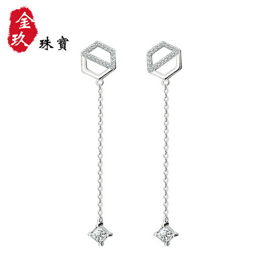 六边形流苏镶嵌银S925耳坠 商品图0