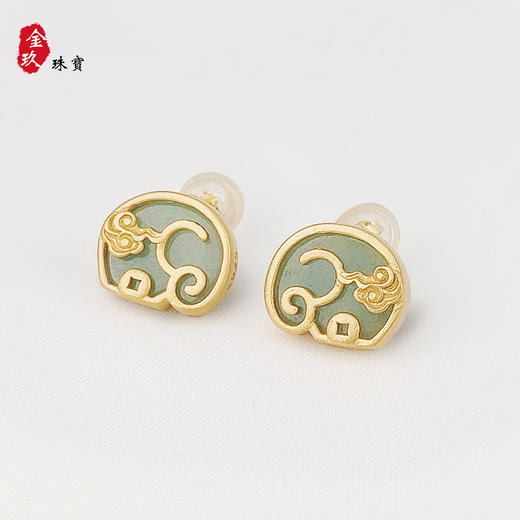 云纹吉象-翡翠耳坠 商品图0