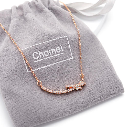 Chomel微笑蝴蝶结纯银项链女锁骨链百搭简约时尚七夕情人节 商品图2