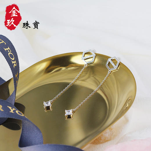 六边形流苏镶嵌银S925耳坠 商品图4