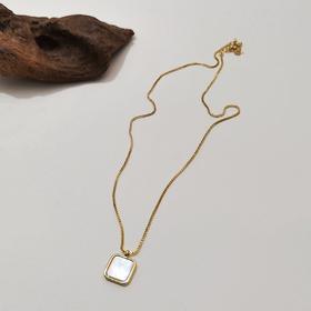 天然贝母丨柔润光泽方形元素天然贝母项链#PA2158