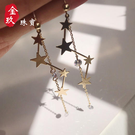 S925银针五角星长款流苏耳坠 商品图3