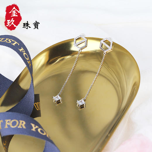 六边形流苏镶嵌银S925耳坠 商品图3