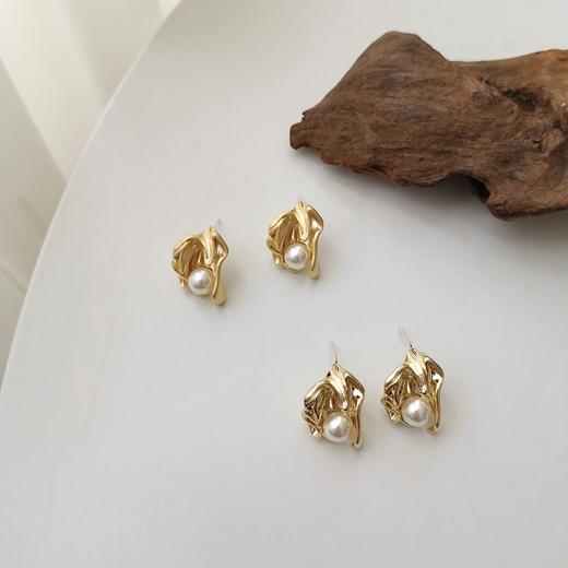 搭配利器丨珍珠﹢哑金复古花耳饰#PA2159 商品图4