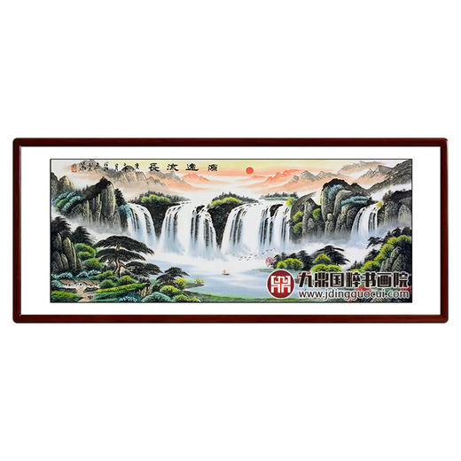 李泽江《鸿运当头》《源远流长》68*178cm*2 红绿山水横幅作品 办公室/客厅/会议室挂画 商品图3