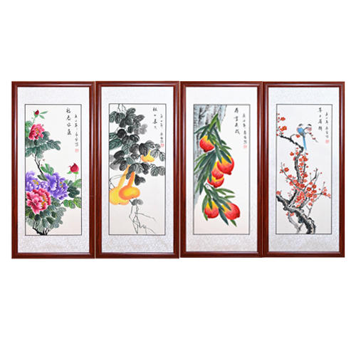 福禄寿喜花鸟四条屏 商品图0