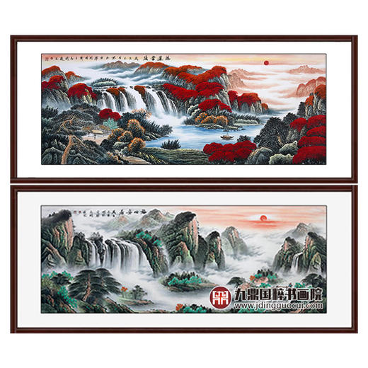 侯志明《鸿运当头》《福地安居》68*178cm*2 红绿山水横幅作品 办公室/客厅/会议室挂画 商品图1