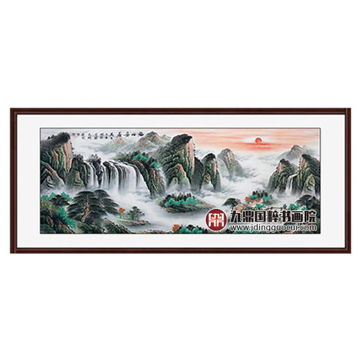 侯志明《鸿运当头》《福地安居》68*178cm*2 红绿山水横幅作品 办公室/客厅/会议室挂画 商品图3