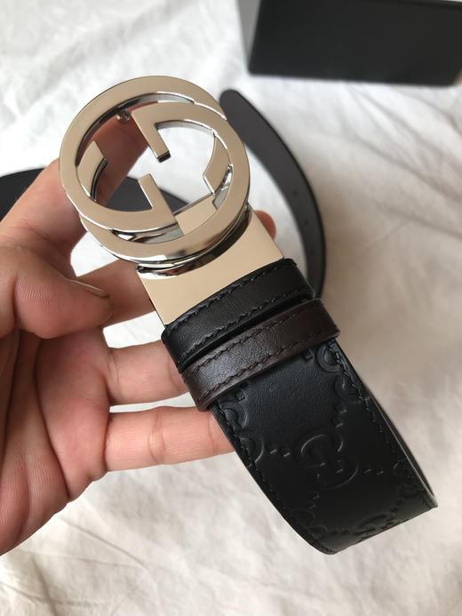 GG压纹银扣双面可用男士腰带 商品图8