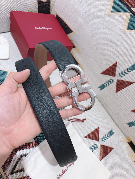 SF菲拉格慕-银色扣-荔枝纹牛皮 商品图1