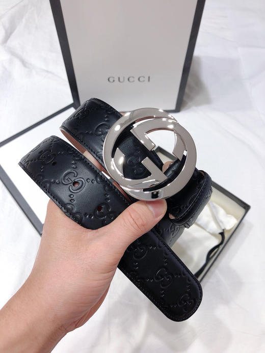 GG压纹银扣男士腰带（反面树脂皮） 商品图0