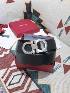 SF菲拉格慕-银色窄扣-平纹牛皮