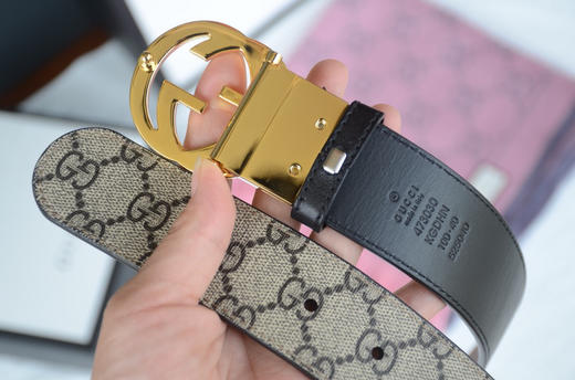 GG老花金扣双面可用男士腰带 商品图7