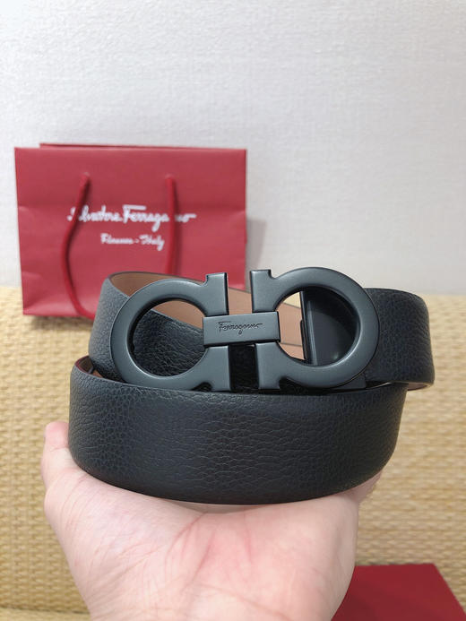 SF菲拉格慕-磨砂黑扣-荔枝纹+树膏皮 商品图2