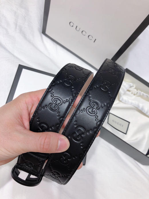 GG压纹银扣男士腰带（反面树脂皮） 商品图3