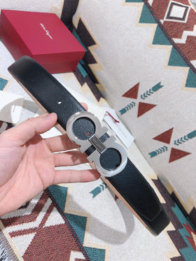 SF菲拉格慕-银色拼色扣-手掌纹+树脂皮