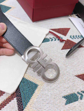 SF菲拉格慕-银色扣-掌纹牛皮