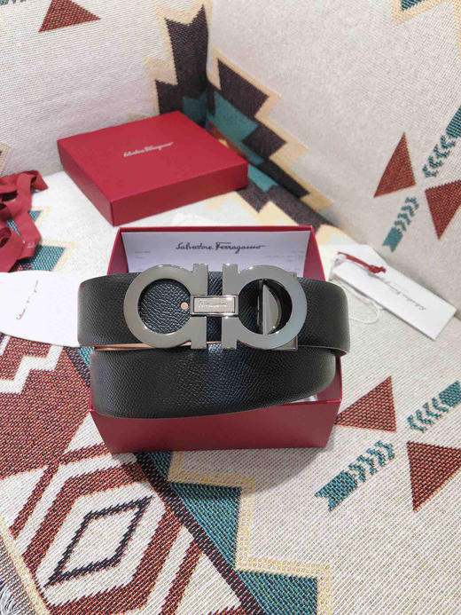 SF菲拉格慕-枪色拼色扣-手掌纹+树脂皮 商品图2