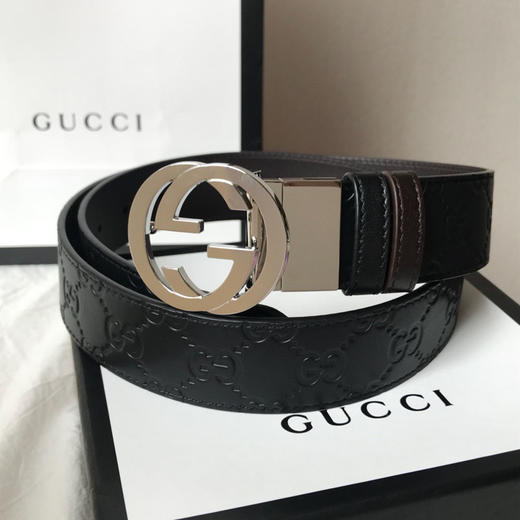 GG压纹银扣双面可用男士腰带 商品图1