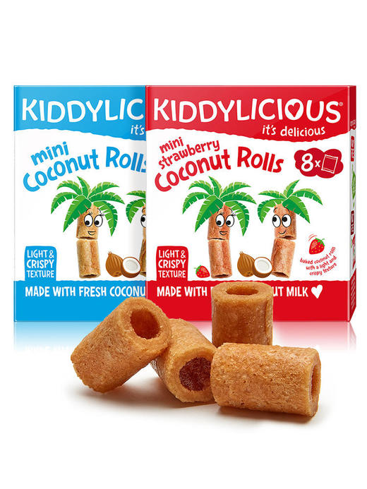 【双十二】童之味kiddylicious原装进口宝宝零食婴儿磨牙棒饼干椰子卷54g 商品图0