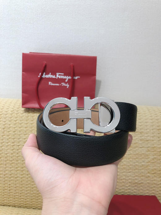 SF菲拉格慕-银色扣-荔枝纹+树膏皮 商品图2