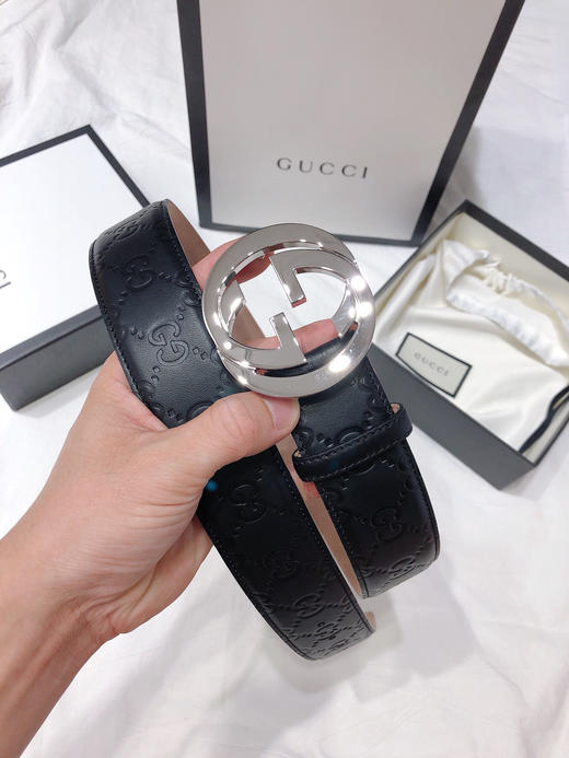 GG压纹银扣男士腰带（反面树脂皮） 商品图1