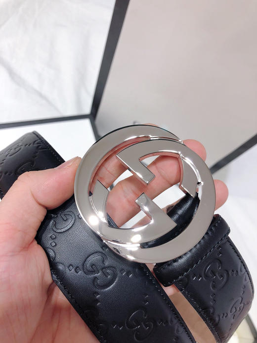 GG压纹银扣男士腰带（反面树脂皮） 商品图6