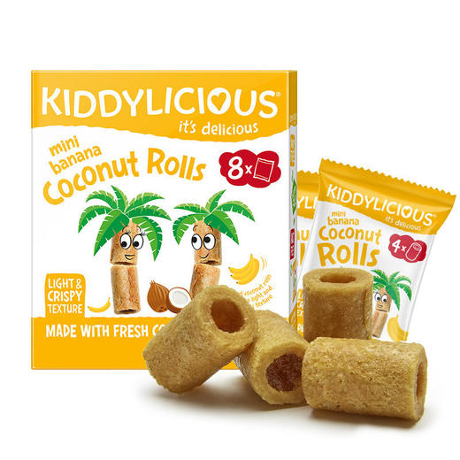 【双十二】童之味kiddylicious原装进口宝宝零食婴儿磨牙棒饼干椰子卷54g 商品图1
