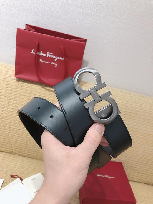 SF菲拉格慕-枪色扣-黑棕双面牛皮 商品图1