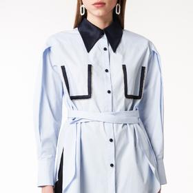 亮钻大翻领长袖衬衫