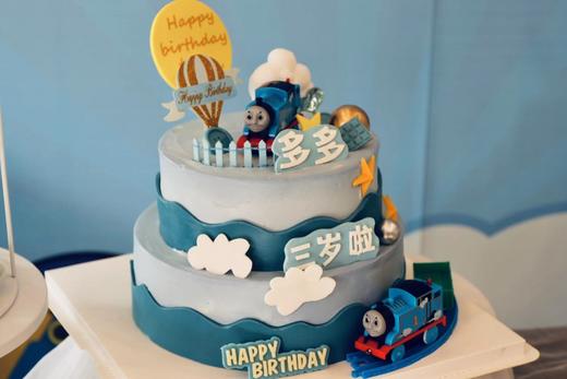 托马斯小火车翻糖男宝宝生日奶油蛋糕 商品图0