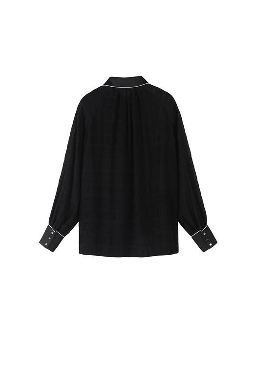 肌理感透视泡泡袖宽松衬衫 商品图1