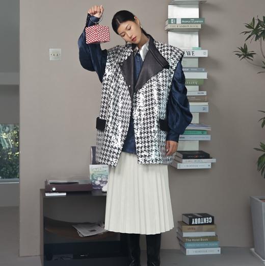 绵羊皮压褶半裙 商品图1